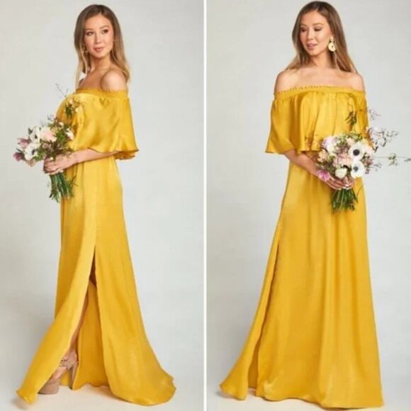 Show Me Your Mumu Hacienda Maxi Dress in Honey Gold Sheen - Picture 1 of 12